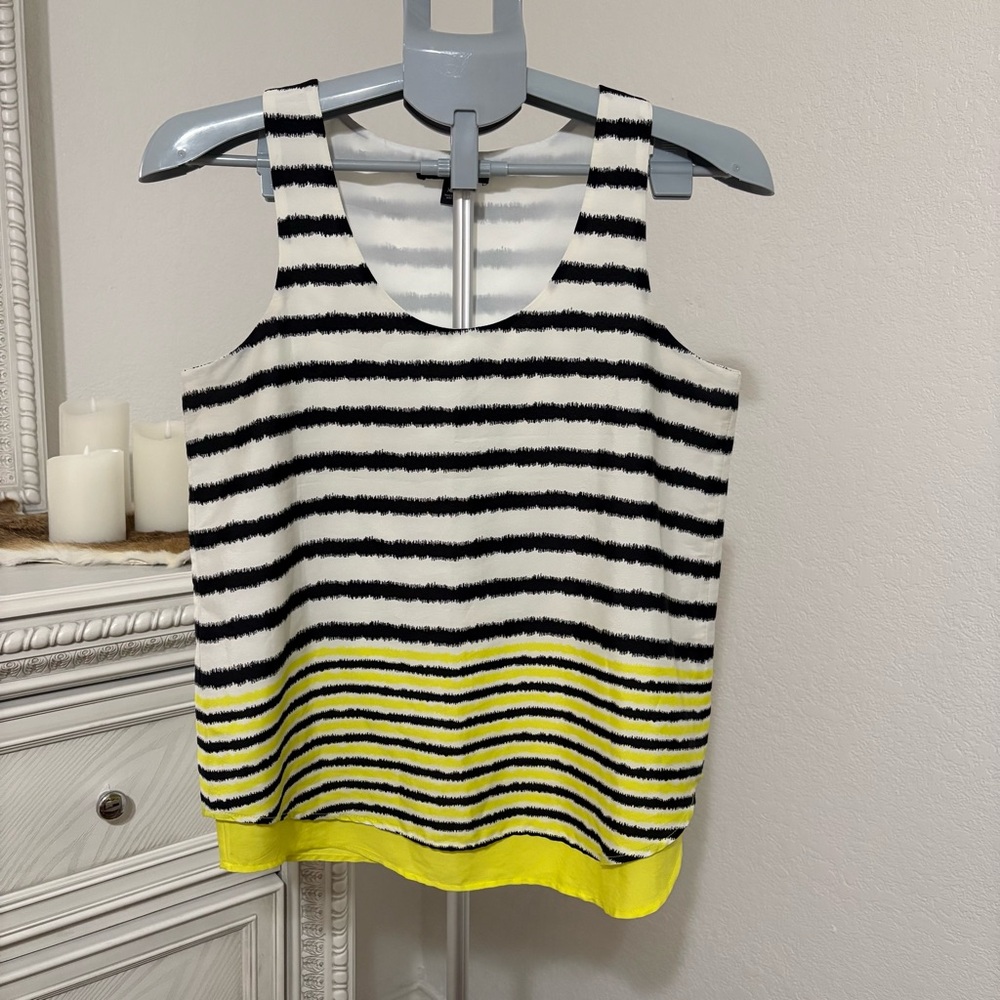 Banana Republic Black and Yellow Striped Tank Top